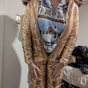 Gold Metallic Ski Snow Jumpsuit